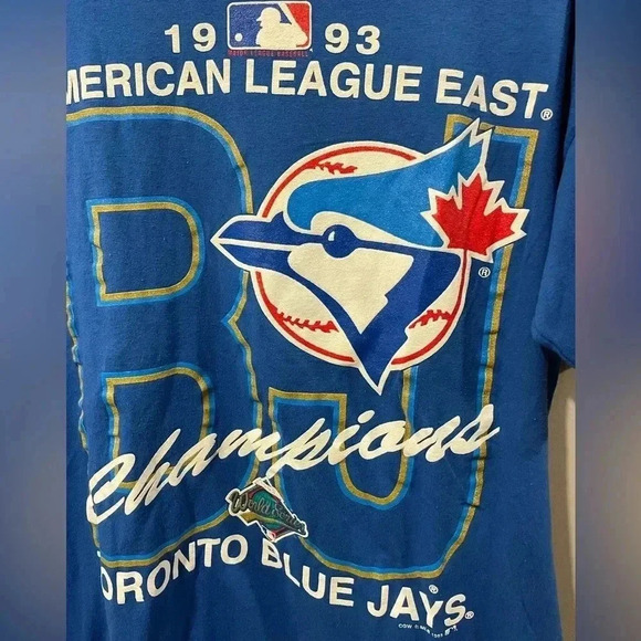 Toronto Blue Jays 93’ American League Champions T-Shirt - Single Stitch - Picture 3 of 7